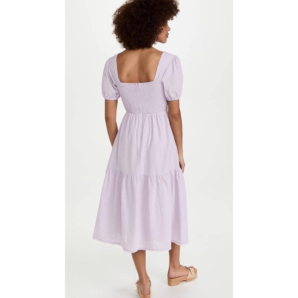 Lost + Wander Midi Dress Women XS Lavender Prairie Smocked Puff Sleeve Cotton